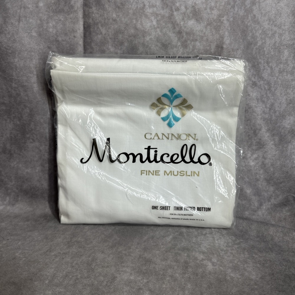 Vintage Cannon Monticello Fine Muslin Twin Fitted White Sheet